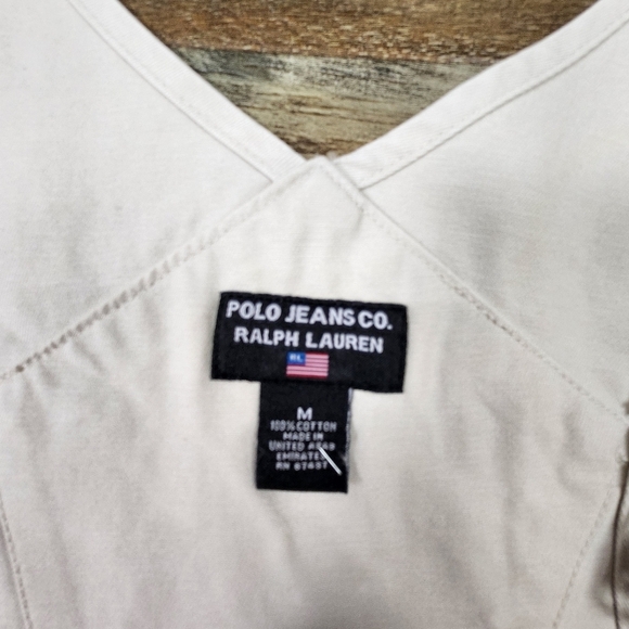 VINTAGE POLO RALPH LAUREN KHAKI OVERALLS SIZE MEDIUM - Picture 5 of 9